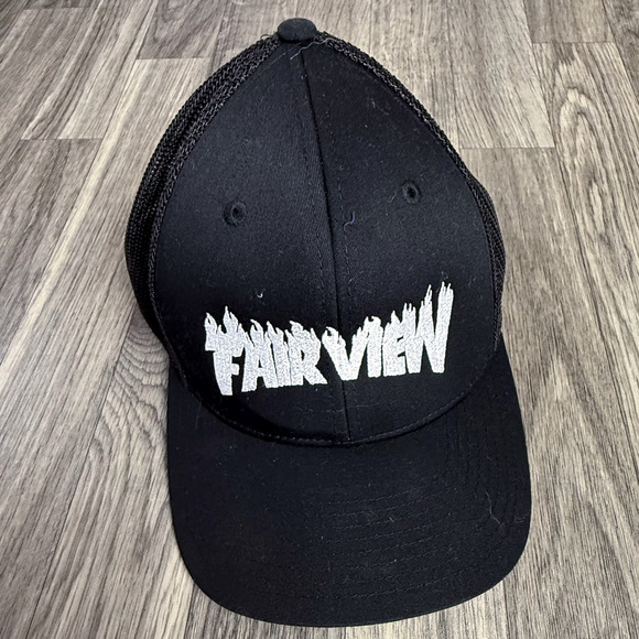 Fairview Black Trucker Hat Richardson 112+ R-Flex Snapback Cap Mesh Adjustable - Picture 1 of 4